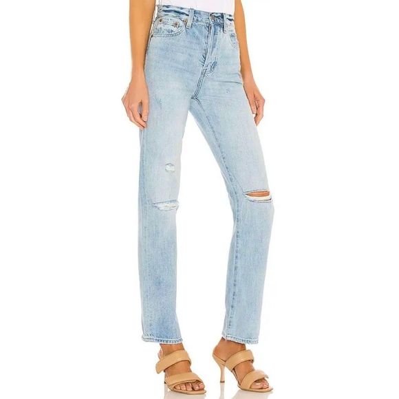 Pistola Cassie Super High Waist Straight Leg Jeans By My Side Light Wash Sz 26 - Picture 2 of 16